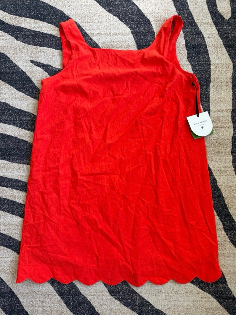 kate spade Red Scalloped  linen dress NWT